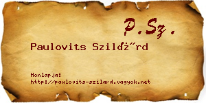 Paulovits Szilárd névjegykártya